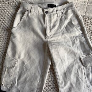 Banana Republic Cream High-Rise Cargo Pants (material feels like suede)